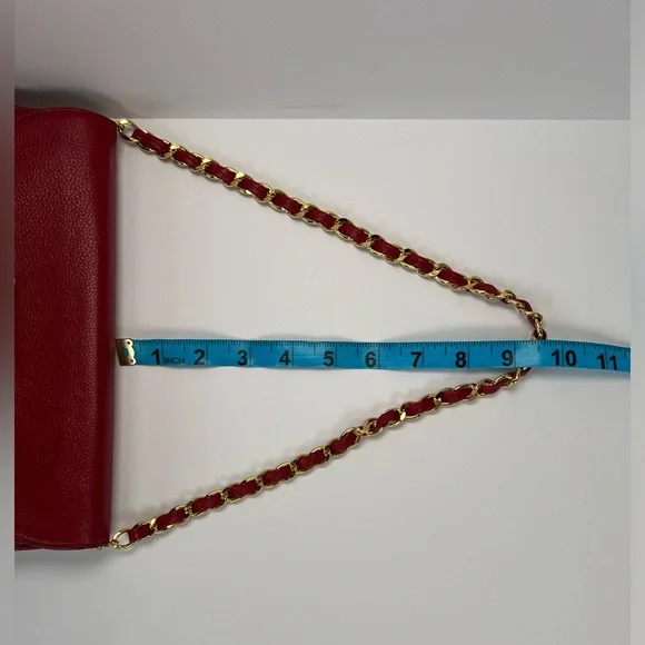 Kate Landry Shoulder Bag w/ Chain Strap - red/gold - Picture 14 of 15